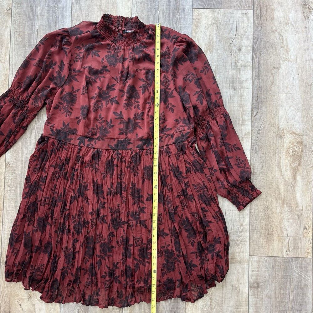 Torrid Mini Dress Womens Sz 3 Turtleneck Crinkle Pleated Floral Boho Whimsigoth - Picture 15 of 16